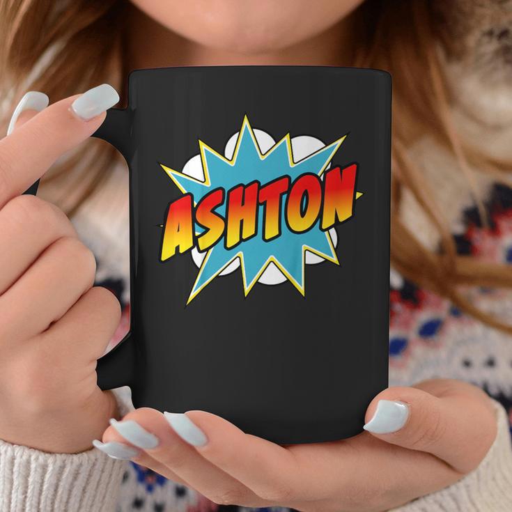 Kids Boys Ashton Name Comic Book Superhero Graphic Print Coffee Mug Unique Gifts