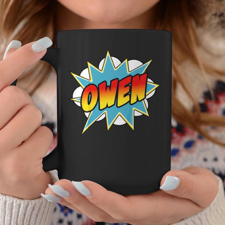 Kids Boys Owen Comic Book Superhero Name Graphic Print Coffee Mug Unique Gifts
