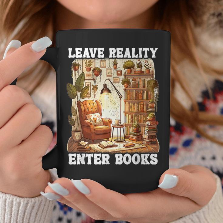Leave Reality Enter Books Bookworm Reading Book Graphic Print Coffee Mug Unique Gifts