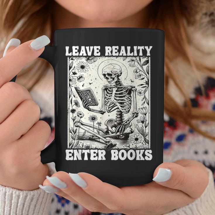 Leave Reality Enter Books Skeleton Reading Book Graphic Print Coffee Mug Unique Gifts Leave Reality Enter Books Skeleton Reading Book Graphic Print Coffee Mug Unique Gifts