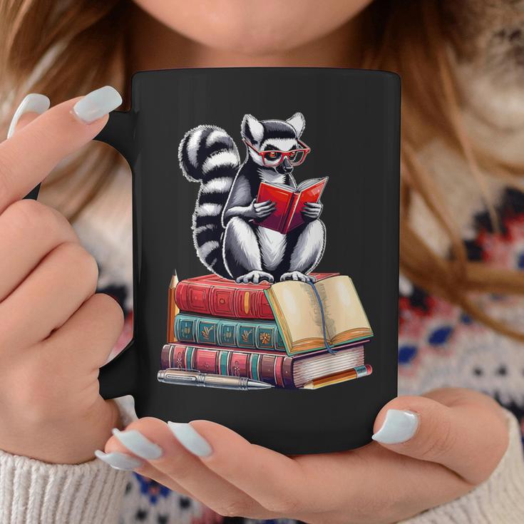 Lemur Reading Books Matching Bookworm Readers Librarian Graphic Print Coffee Mug Unique Gifts