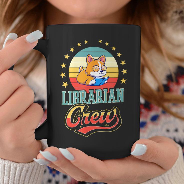 Librarian Crew Cute Library Dog Book Reading Men Women Graphic Print Coffee Mug Unique Gifts