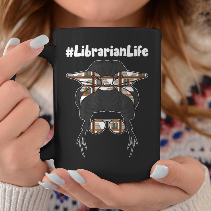 Librarian Teacher Messy Bun Life Book Library Back To School Graphic Print Coffee Mug Unique Gifts