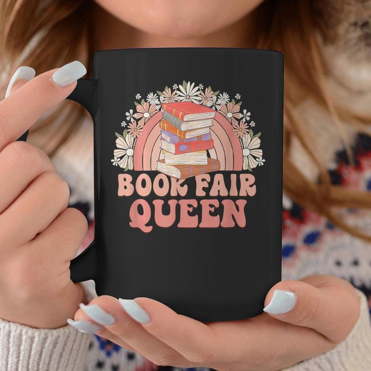 Library Book Fair Queen Vibe Groovy Retro School Reading Graphic Print Coffee Mug Unique Gifts