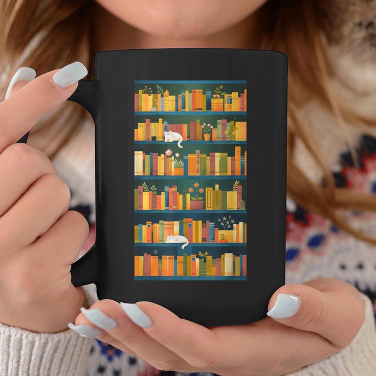 Library Book Lover Reading Reader Bookshelf Plants Graphic Print Coffee Mug Unique Gifts