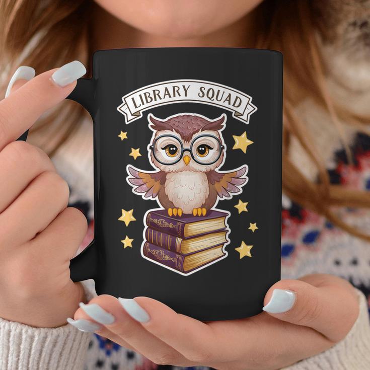 Library Squad Book Owl Wisdom Nerd Librarian Club Graphic Print Coffee Mug Unique Gifts