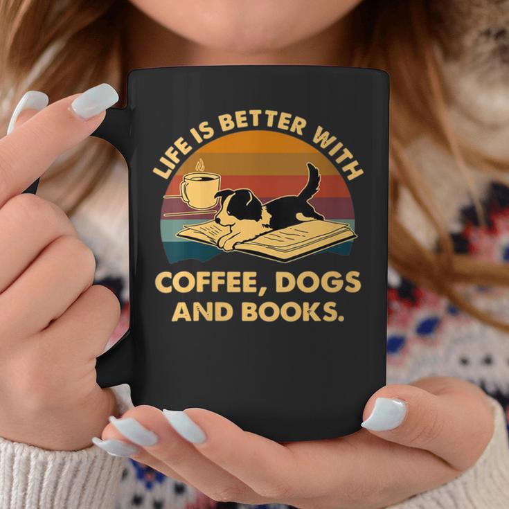 Life Is Better With Coffee Dogs And Books Graphic Print Coffee Mug Unique Gifts