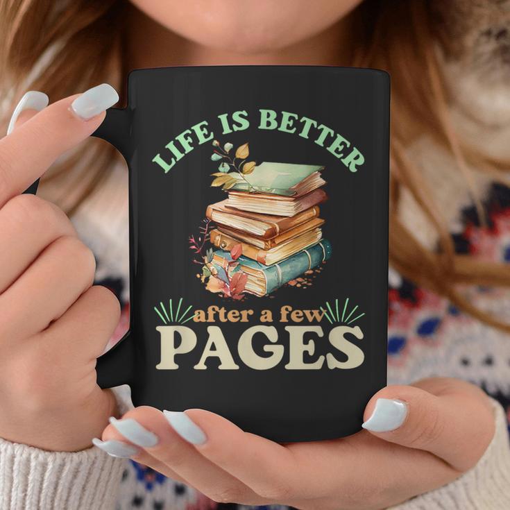 Life Is Better After A Few Pages Book Lover Reading Quote Graphic Print Coffee Mug Unique Gifts