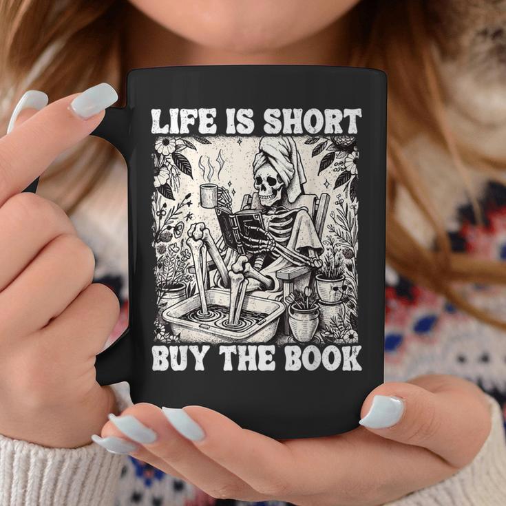 Life Is Short Buy The Book Skeleton Book Lover Reading Graphic Print Coffee Mug Unique Gifts Life Is Short Buy The Book Skeleton Book Lover Reading Graphic Print Coffee Mug Unique Gifts