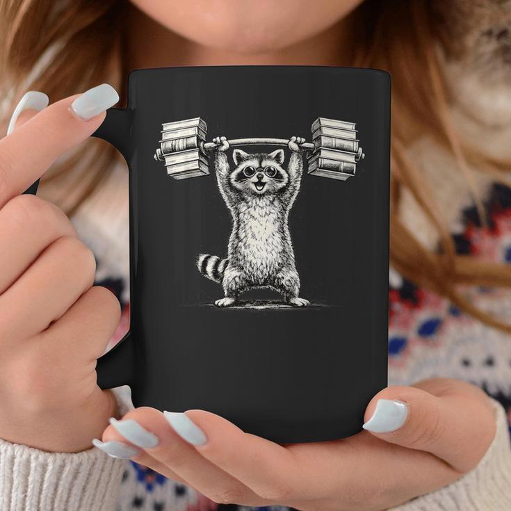 I Lift So I Can Carry More Books Raccoon Reader Workout Graphic Print Coffee Mug Unique Gifts