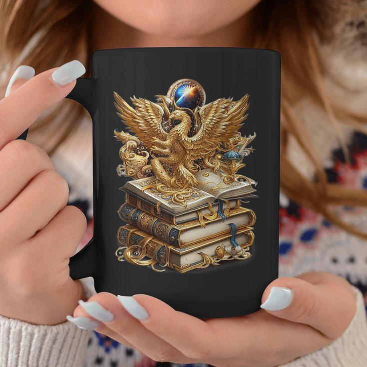 A Lively-Creative Gold Fantasy-Dragon On Story-Books Graphic Print Coffee Mug Unique Gifts