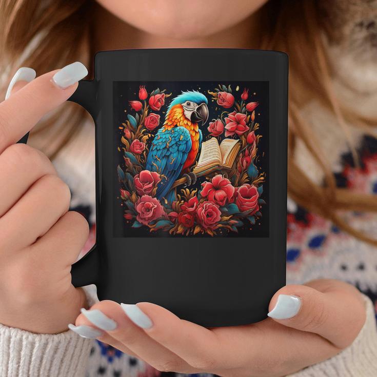 Macaw Reading A Book Graphic Print Coffee Mug Unique Gifts Macaw Reading A Book Graphic Print Coffee Mug Unique Gifts