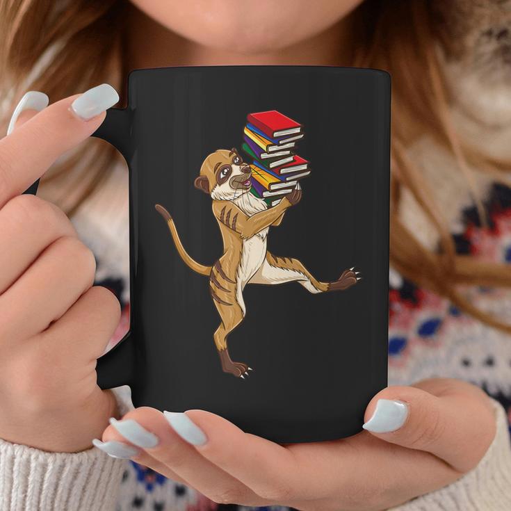 Meerkat Reading Books Graphic Print Coffee Mug Unique Gifts