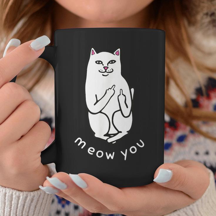 Meow You Cat Moody Cat 中指 猫好き コーヒーマグ 面白い贈り物