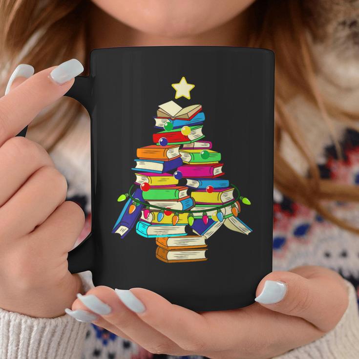 Merry Christmas Tree Reading Books Nerd Graphic Print Coffee Mug Unique Gifts