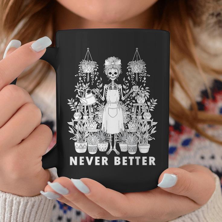 Messy Bun Skeleton Reading Book Coffee Never Better Graphic Print Coffee Mug Unique Gifts