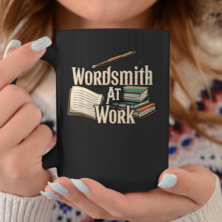 Wordsmith At Work Vintage Writer & Author Pen Book Lover Graphic Print Coffee Mug Unique Gifts