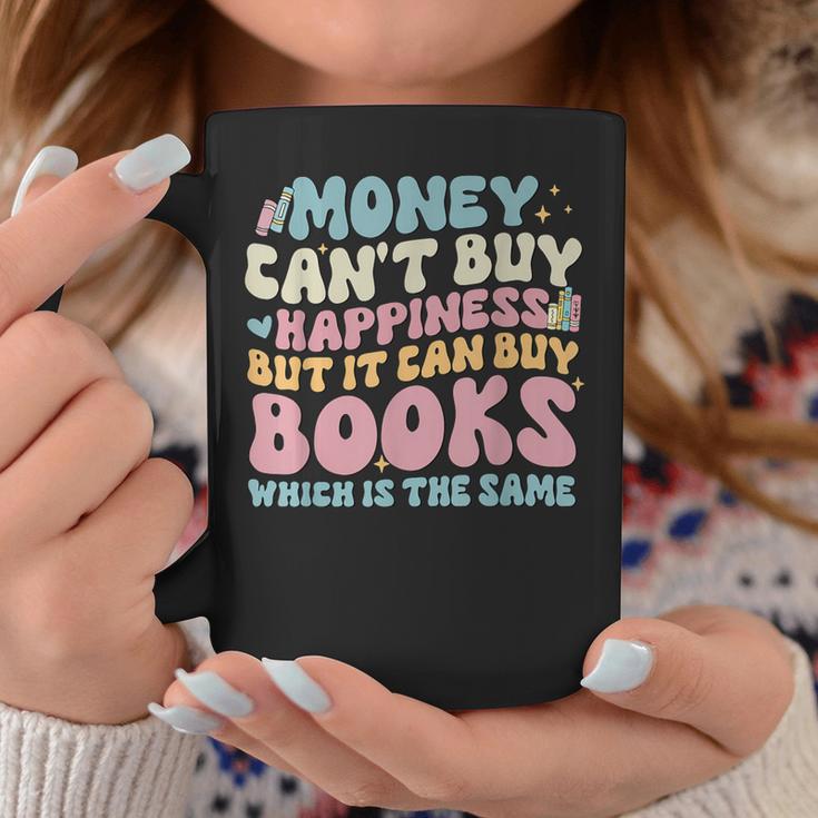 Money Can't Buy Happiness But It Can Buy Books Quote Graphic Print Coffee Mug Unique Gifts