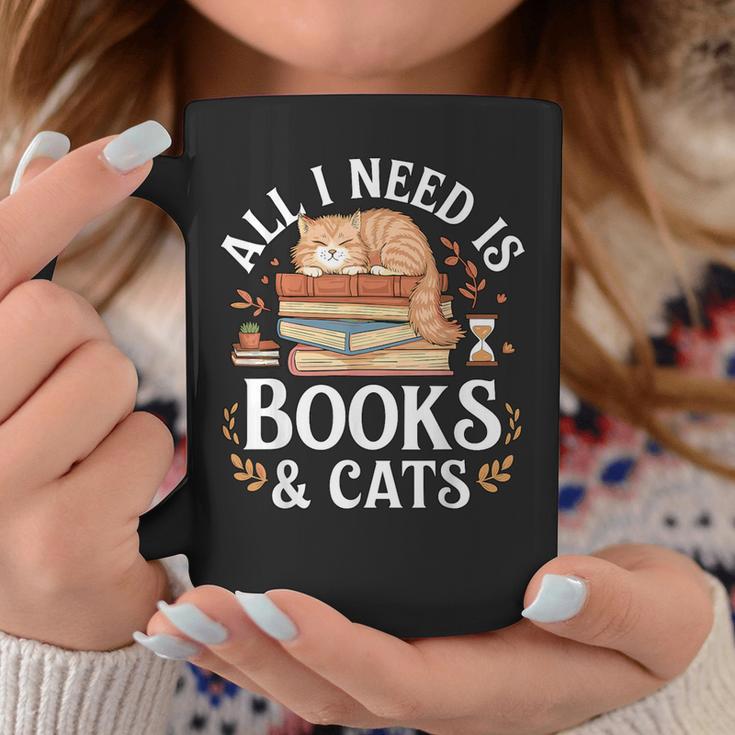 All I Need Is Books And Cats Reading Graphic Print Coffee Mug Unique Gifts