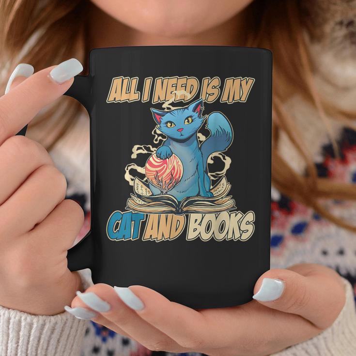 All I Need Is My Cat And Books Cute Cat Graphic Print Coffee Mug Unique Gifts