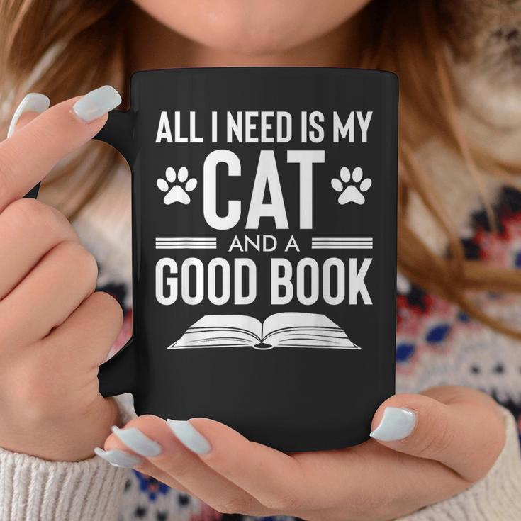 All I Need Is My Cat And a Good Book Cat Lover Graphic Print Coffee Mug Unique Gifts
