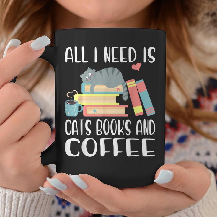 All I Need Is Cats Books And Coffee Graphic Print Coffee Mug Unique Gifts