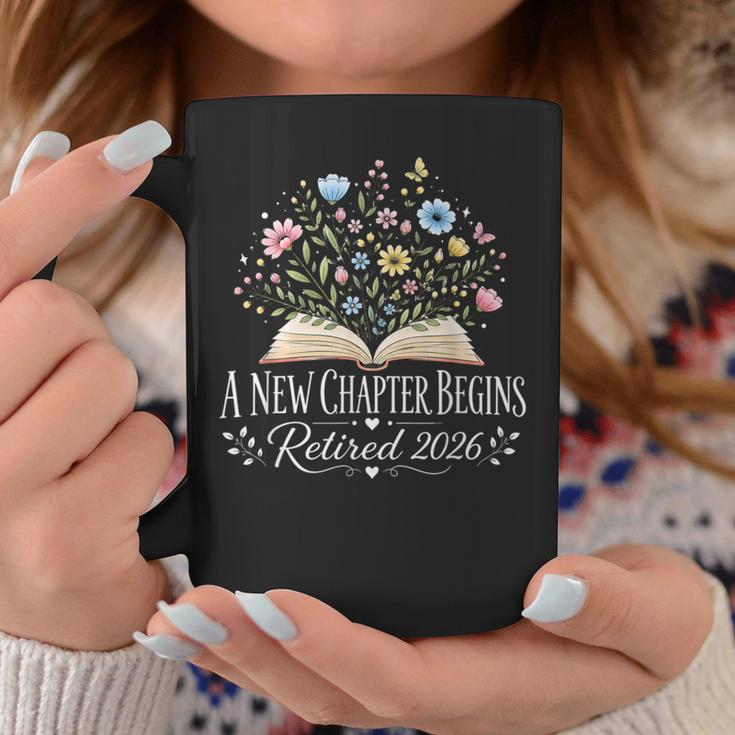 A New Chapter Begins Retired 2026 Floral Book Retirement Graphic Print Coffee Mug Unique Gifts