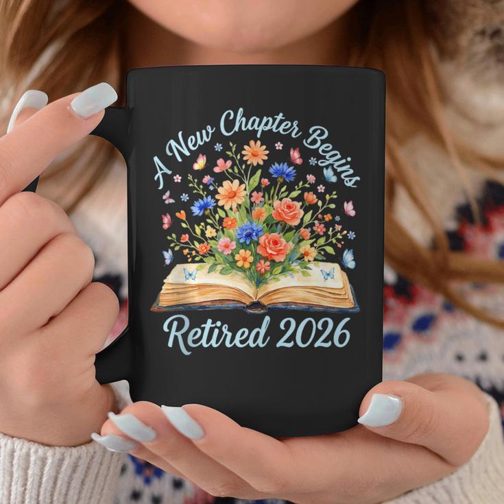 New Chapter Begins Retired 2026 Watercolor Floral Book Women Graphic Print Coffee Mug Unique Gifts