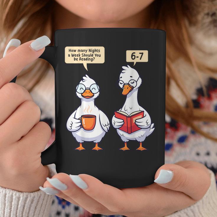 How Many Nights Reading Goose Book Lover Reader Graphic Print Coffee Mug Unique Gifts