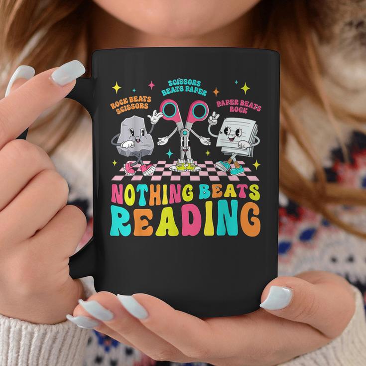 Nothing Beats Reading Cute Rock Paper Scissors Book Lover Graphic Print Coffee Mug Unique Gifts