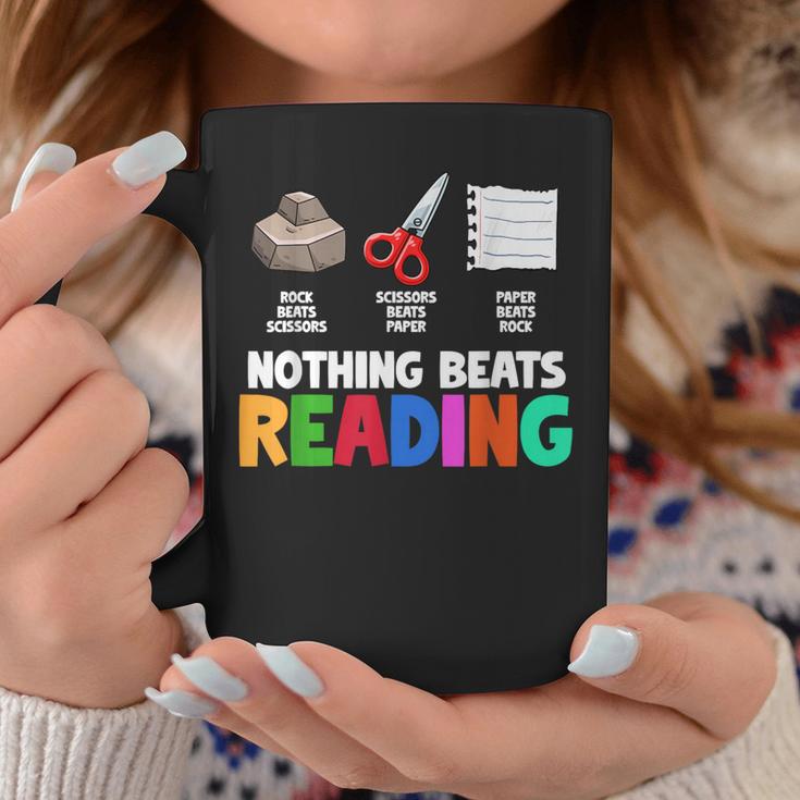 Nothing Beats Reading Rock Paper Scissors For Book Lover Graphic Print Coffee Mug Unique Gifts