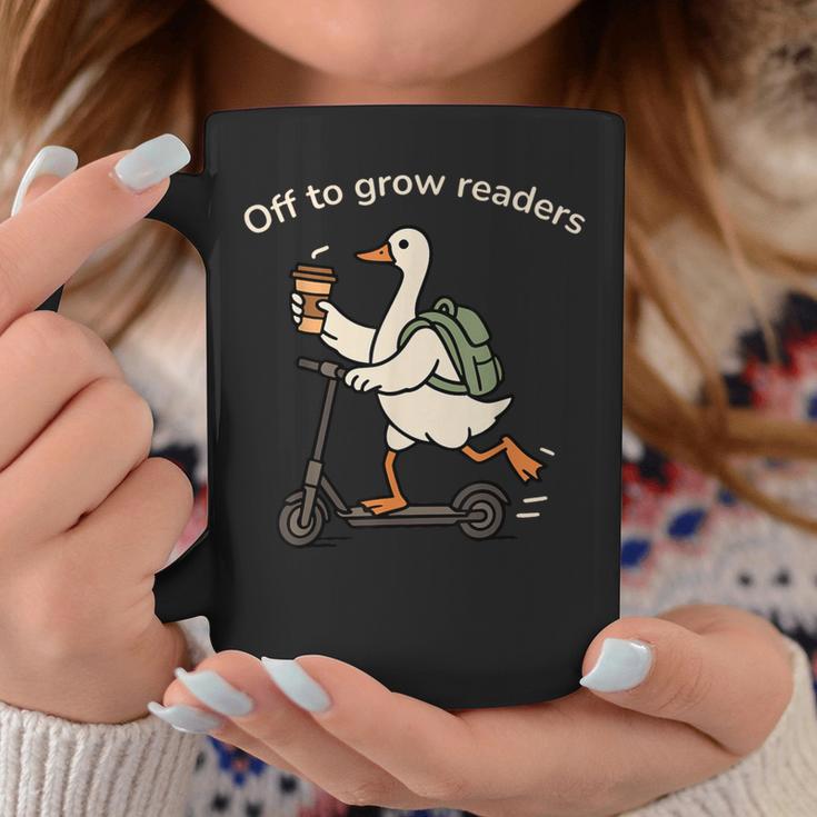 Off To Grow Reader Silly Goose School Librarian Book Lover Graphic Print Coffee Mug Unique Gifts