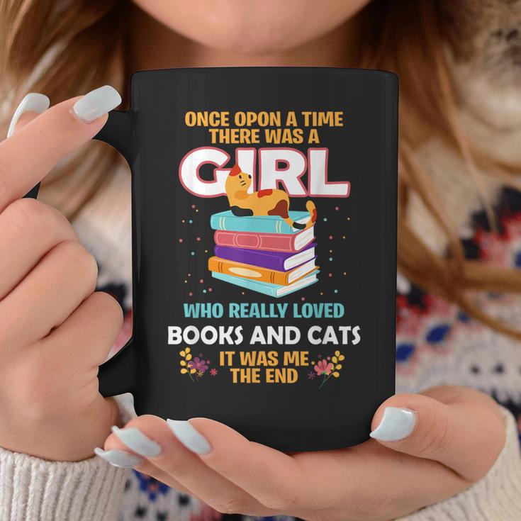 Once Upon A Time There Was A Girl Who Loves Books And Cats Graphic Print Coffee Mug Unique Gifts