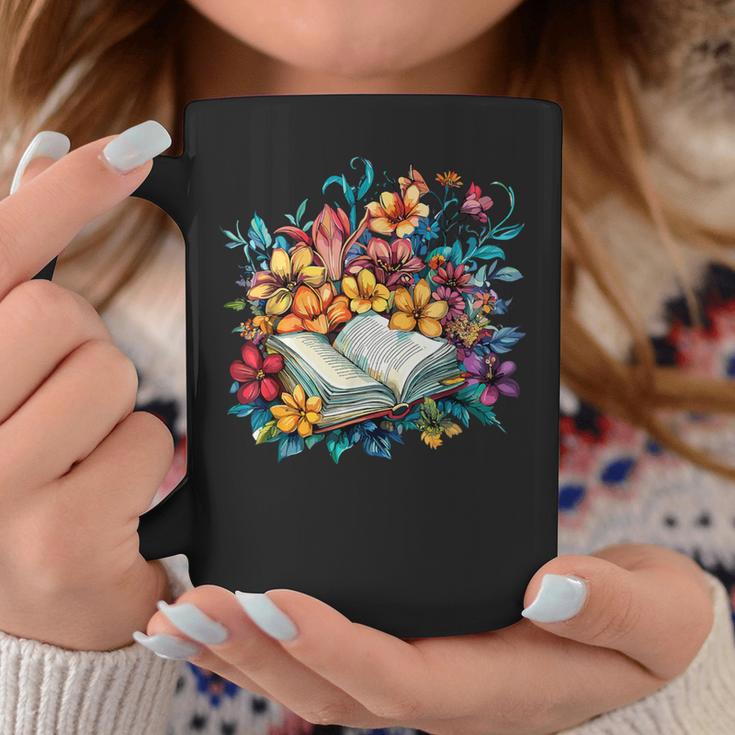 Open Book With Colorful Floral Reading Magic Graphic Print Coffee Mug Unique Gifts