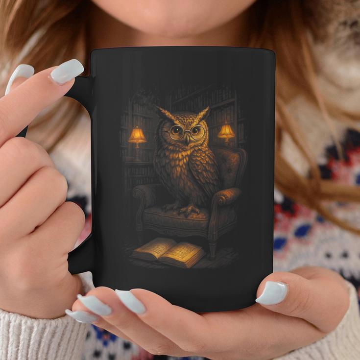 Owl Library Books Wisdom Reading Vintage Scholar Graphic Print Coffee Mug Unique Gifts
