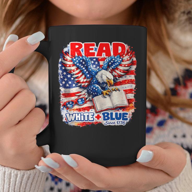 Patriotic Eagle Reading Book Read Blue Since 1776 Graphic Print Coffee Mug Unique Gifts