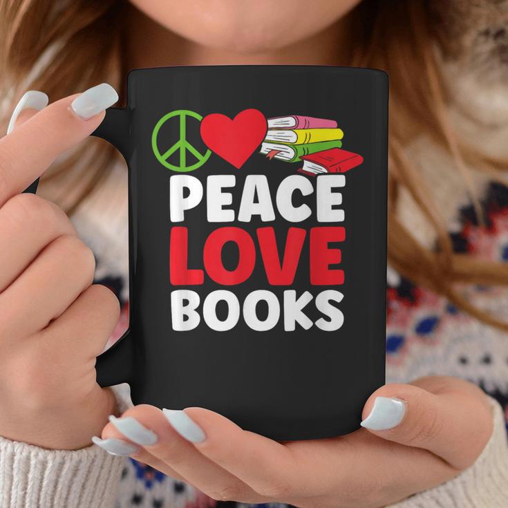 Peace Love Books Bookworm Book Lovers Graphic Print Coffee Mug Unique Gifts