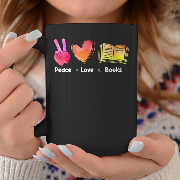 Peace Love Books Reader Librarian Library Book Graphic Print Coffee Mug Unique Gifts