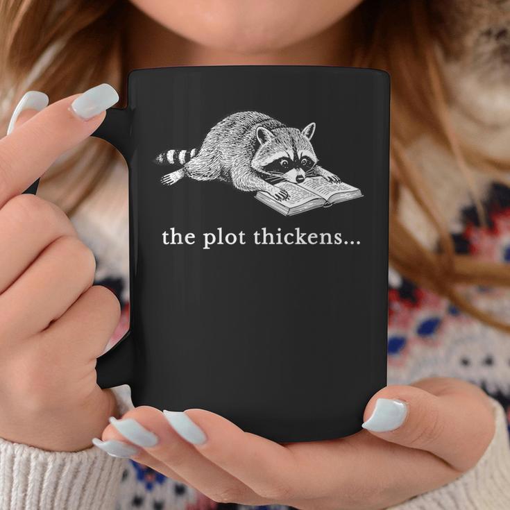 The Plot Thickens Raccoon Book Lover Graphic Print Coffee Mug Unique Gifts