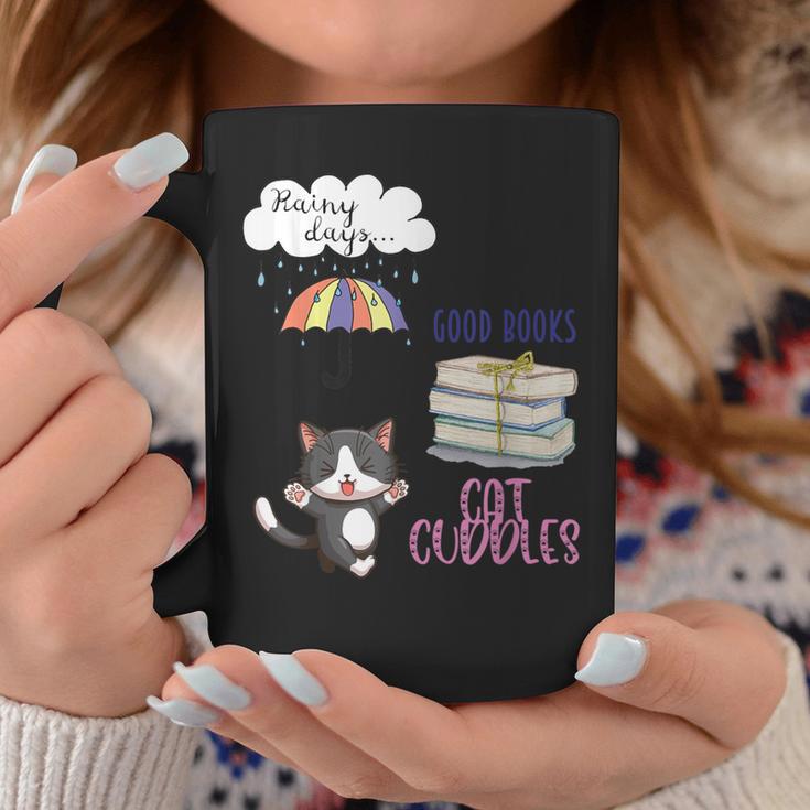 Rain Drops Rainy Days Umbrella Good Books Cute Cat Cuddles For Men Women Graphic Print Coffee Mug Unique Gifts