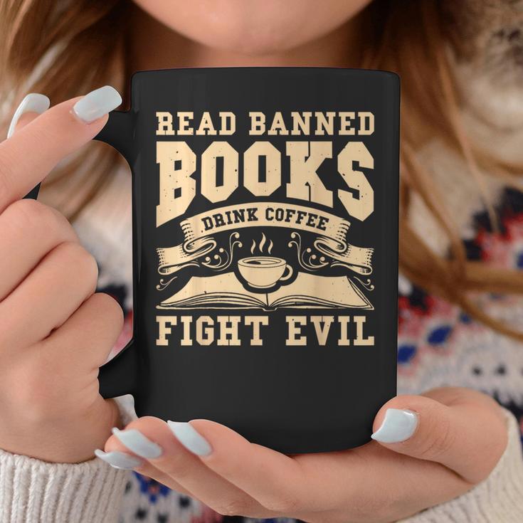 Read Banned Books Drink Coffee Fight Evil Graphic Print Coffee Mug Unique Gifts