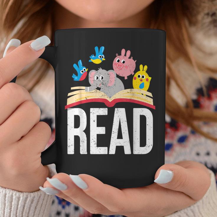 Read Book Cute School Teacher Librarian Elephant Pigeon Graphic Print Coffee Mug Unique Gifts