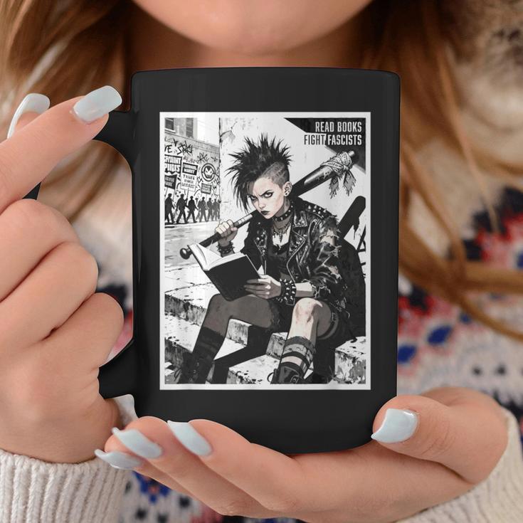 Read Books Fight Fascists Punk Girl Graphic Print Coffee Mug Unique Gifts Read Books Fight Fascists Punk Girl Graphic Print Coffee Mug Unique Gifts