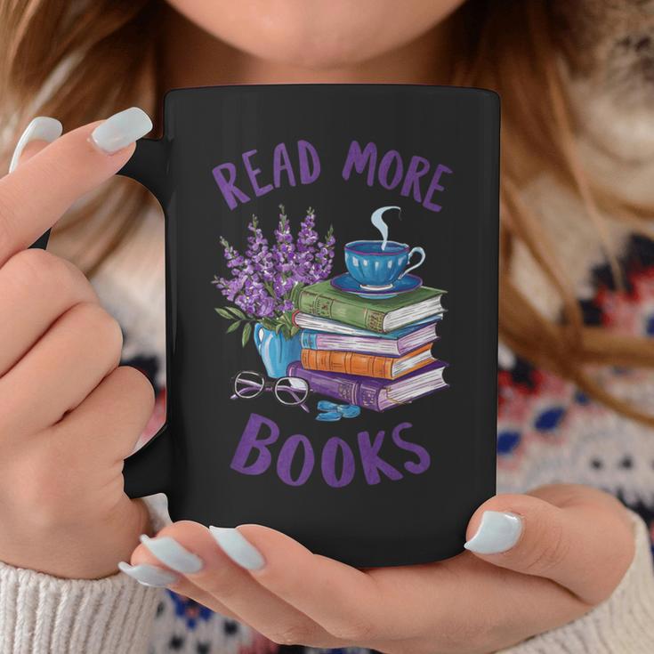 Read More Books Floral Book Reader Art Reading Lover Quote Graphic Print Coffee Mug Unique Gifts