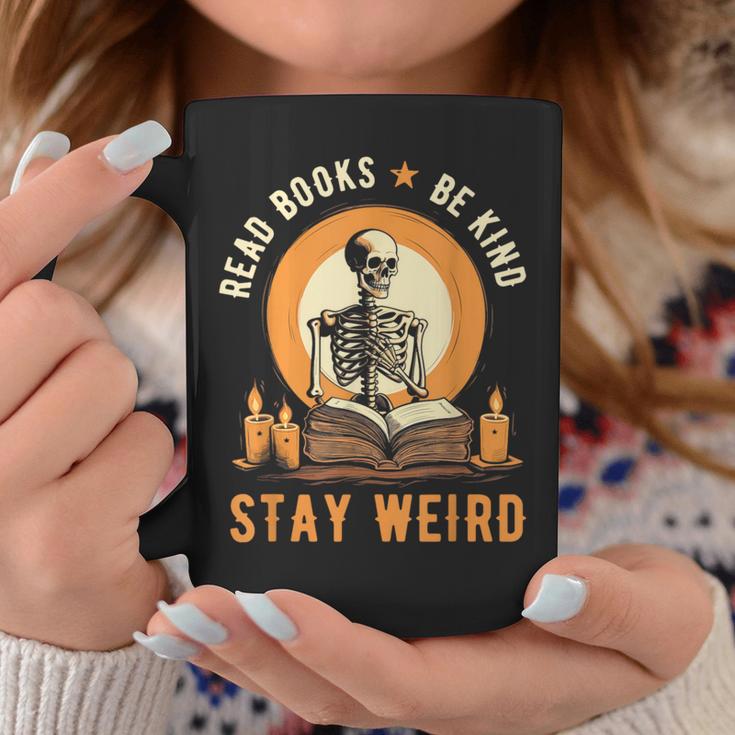Read Books Be Kind Stay Weird Skeleton Reading Goth Bookish Graphic Print Coffee Mug Unique Gifts Read Books Be Kind Stay Weird Skeleton Reading Goth Bookish Graphic Print Coffee Mug Unique Gifts