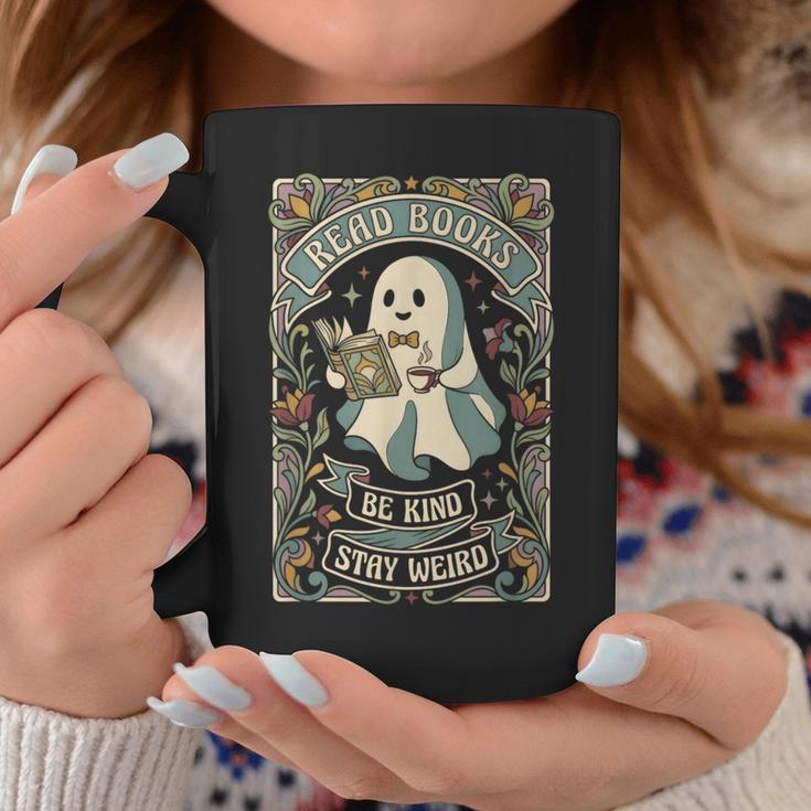 Read Books Be Kind Stay Weird Tarot Ghost Reading Coffee Graphic Print Coffee Mug Unique Gifts