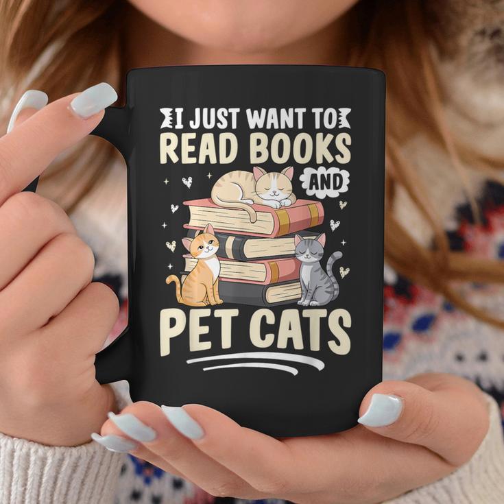 Read Books And Pet Cats Cat Lover Women Girls Kids Graphic Print Coffee Mug Unique Gifts