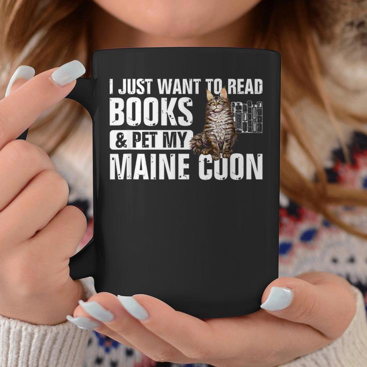 Read Books Pet My Maine Coon Bookworm Cat Lover For Men Women Kids Graphic Print Coffee Mug Unique Gifts