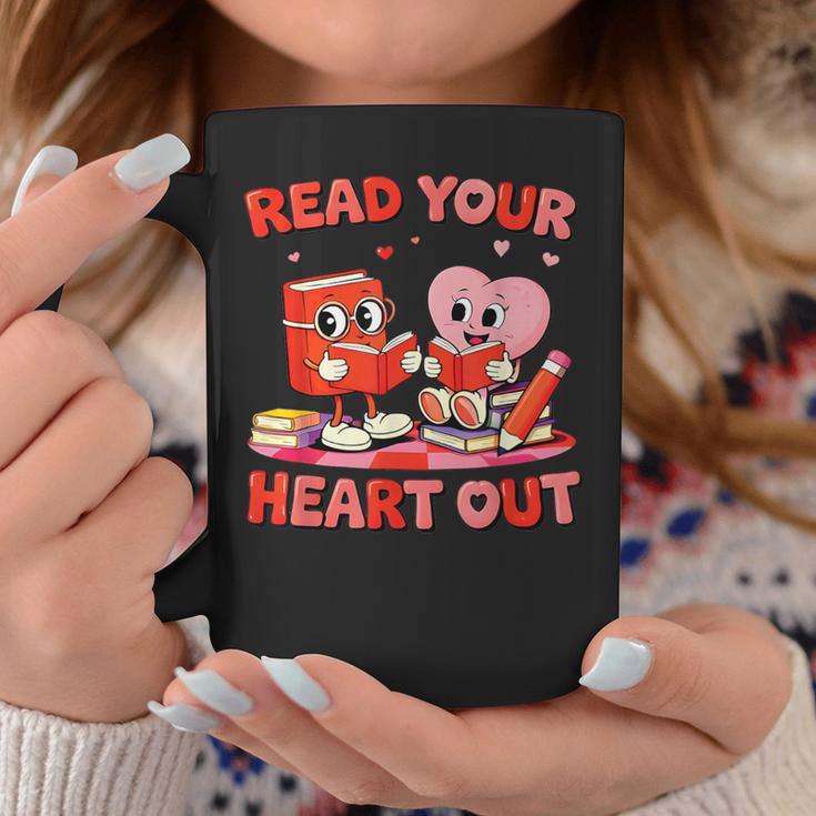 Read Your Heart Out Valentine Reading Book Girl Kid Teacher Graphic Print Coffee Mug Unique Gifts