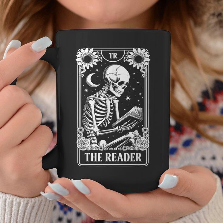 The Reader Tarot Card Book Lover Skeleton Reading Book Graphic Print Coffee Mug Unique Gifts